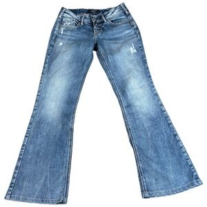 Silver Jeans Co. Suki Bootcut Womens 28x33 (29x29.5) Blue Denim Logo Mid Rise‎
